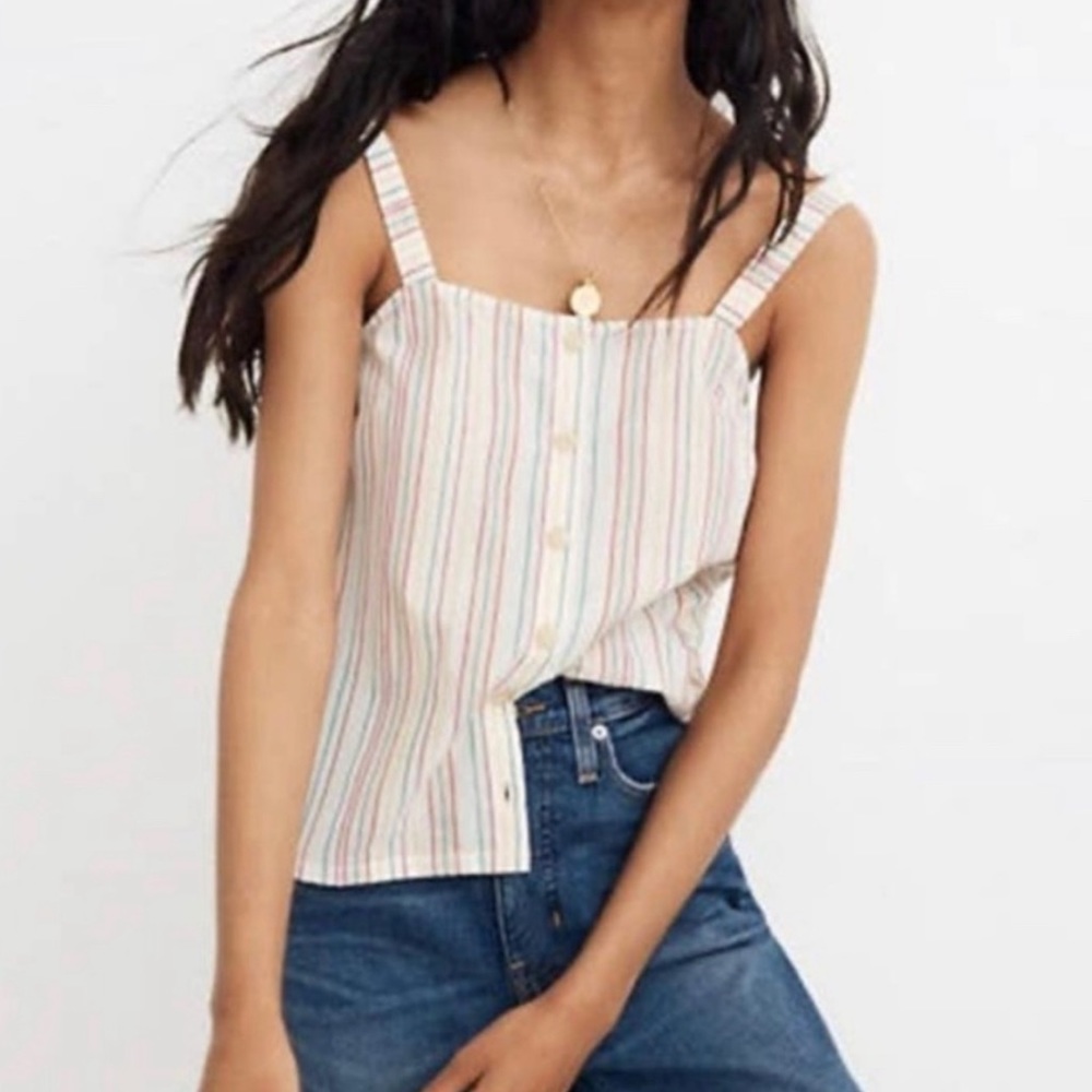 MADEWELL Rainbow Stripes Cami Top Tank Button Front